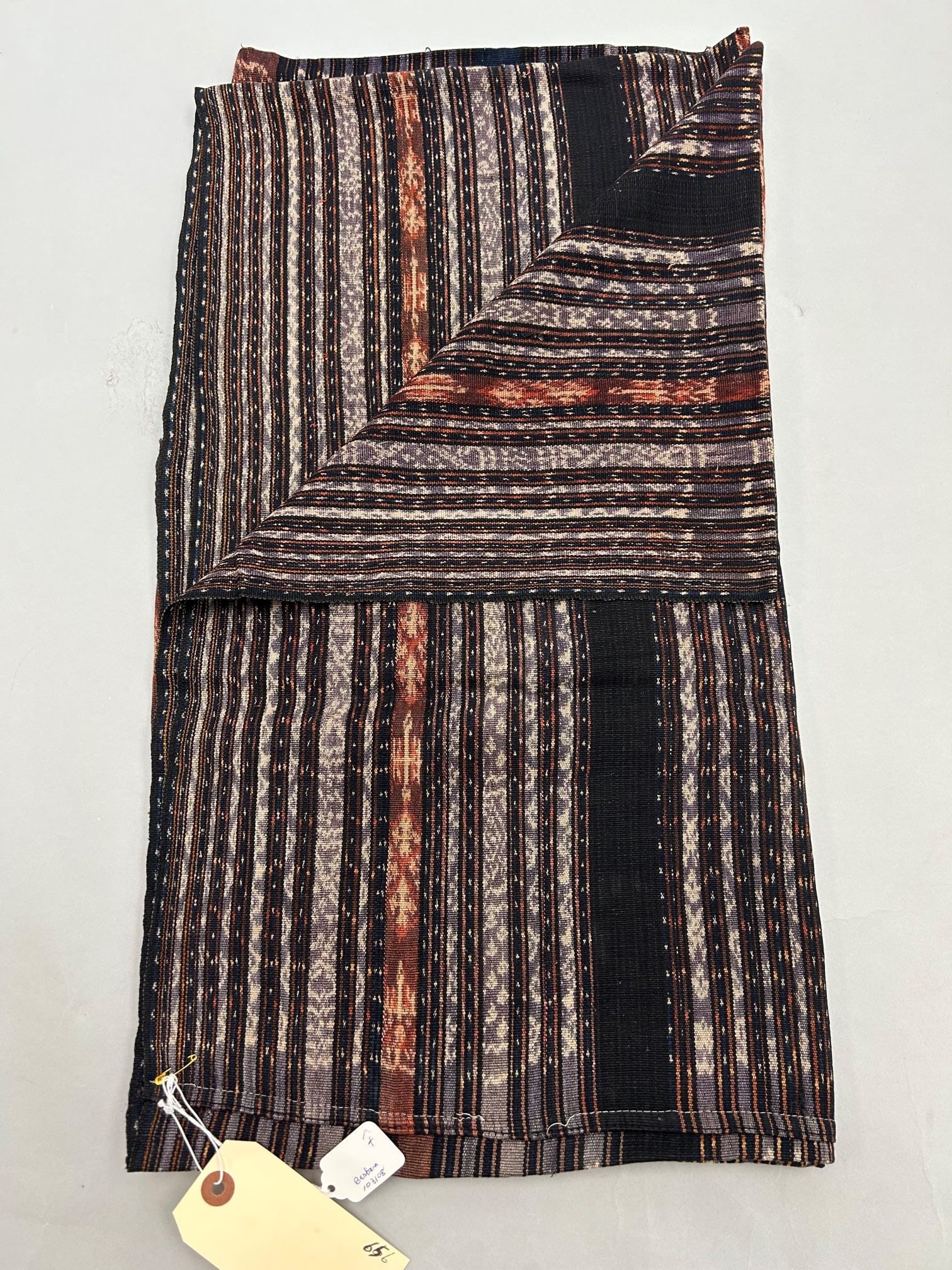 Indonesia, Flores, Woven Cotton Ethnic Sarong: Indonesia, Flores, woven cotton ethnic sarong, 54"l x 24.5"w Provenance: From the estate of Dr. Philip Gould , New York