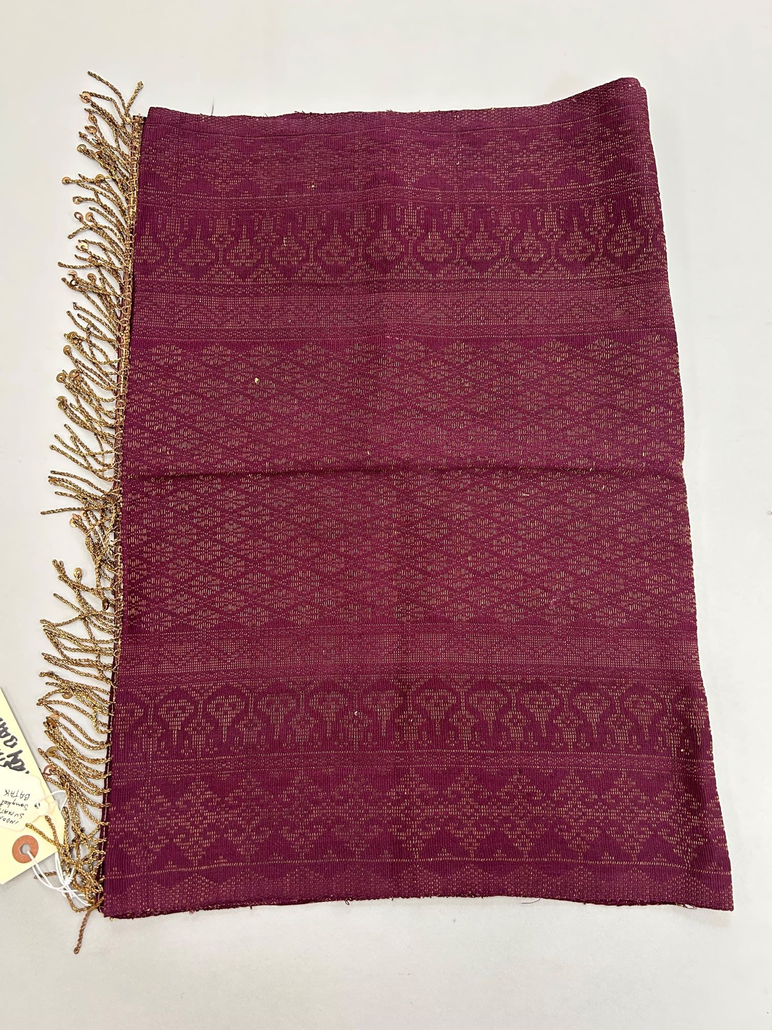 Indonesia, Sumatra, Batak, Silk or Cotton with Metallic Gold Tone Pattern Textile (1 of 10)