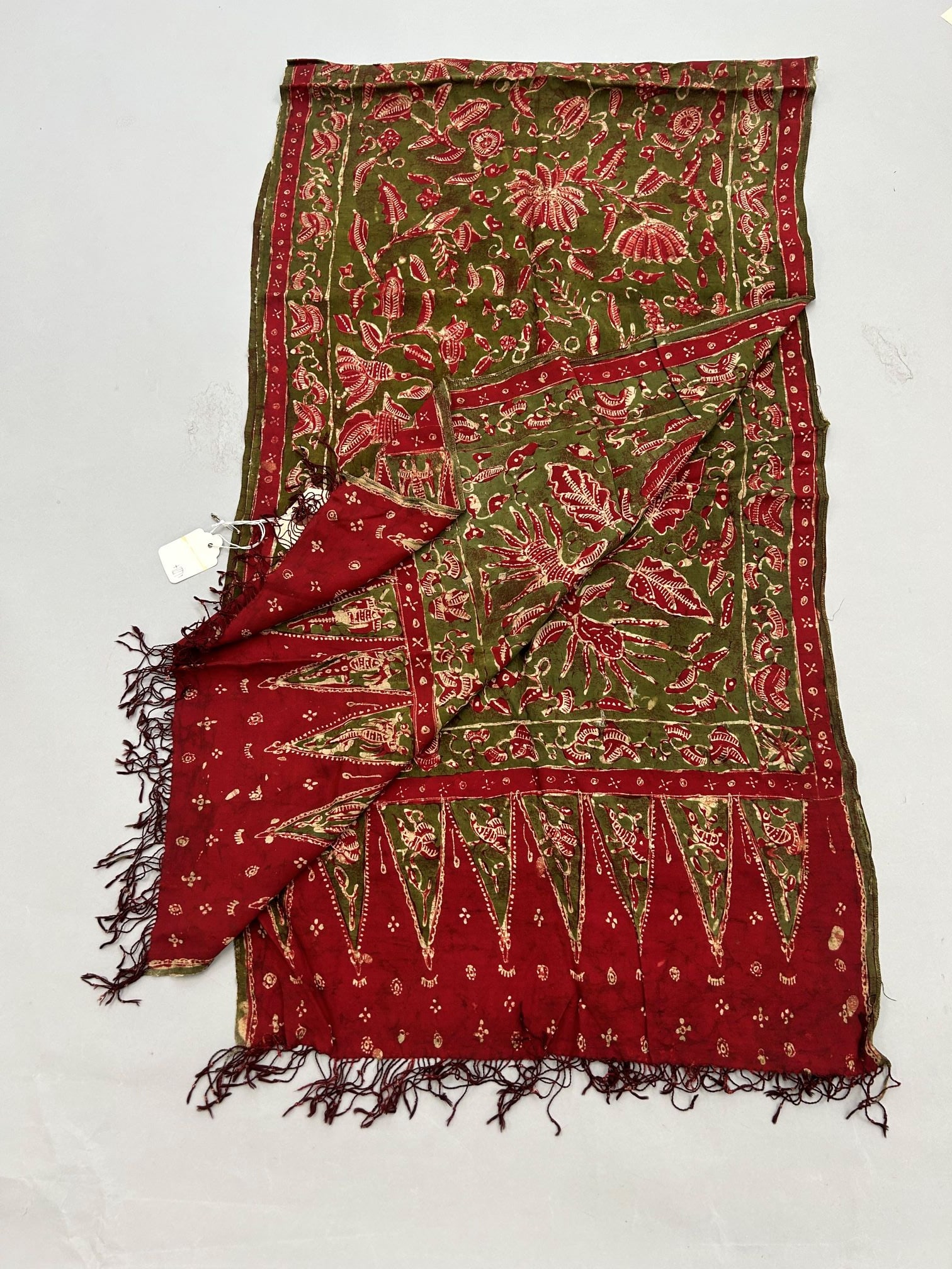 Indonesia, South Sumatra, Silk Scarf: Indonesia, South Sumatra, silk scarf, 62"l x 17"w Provenance: From the estate of Dr. Philip Gould , New York