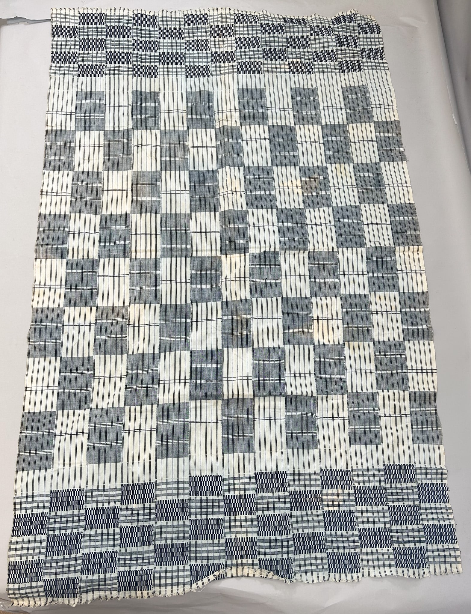 Ewe Textile, Togo: Strip woven Ewe peoples cotton textile, Togo, West Africa, 72" x 45" PROVENANCE:From the estate of Professor Philip Gould, New York