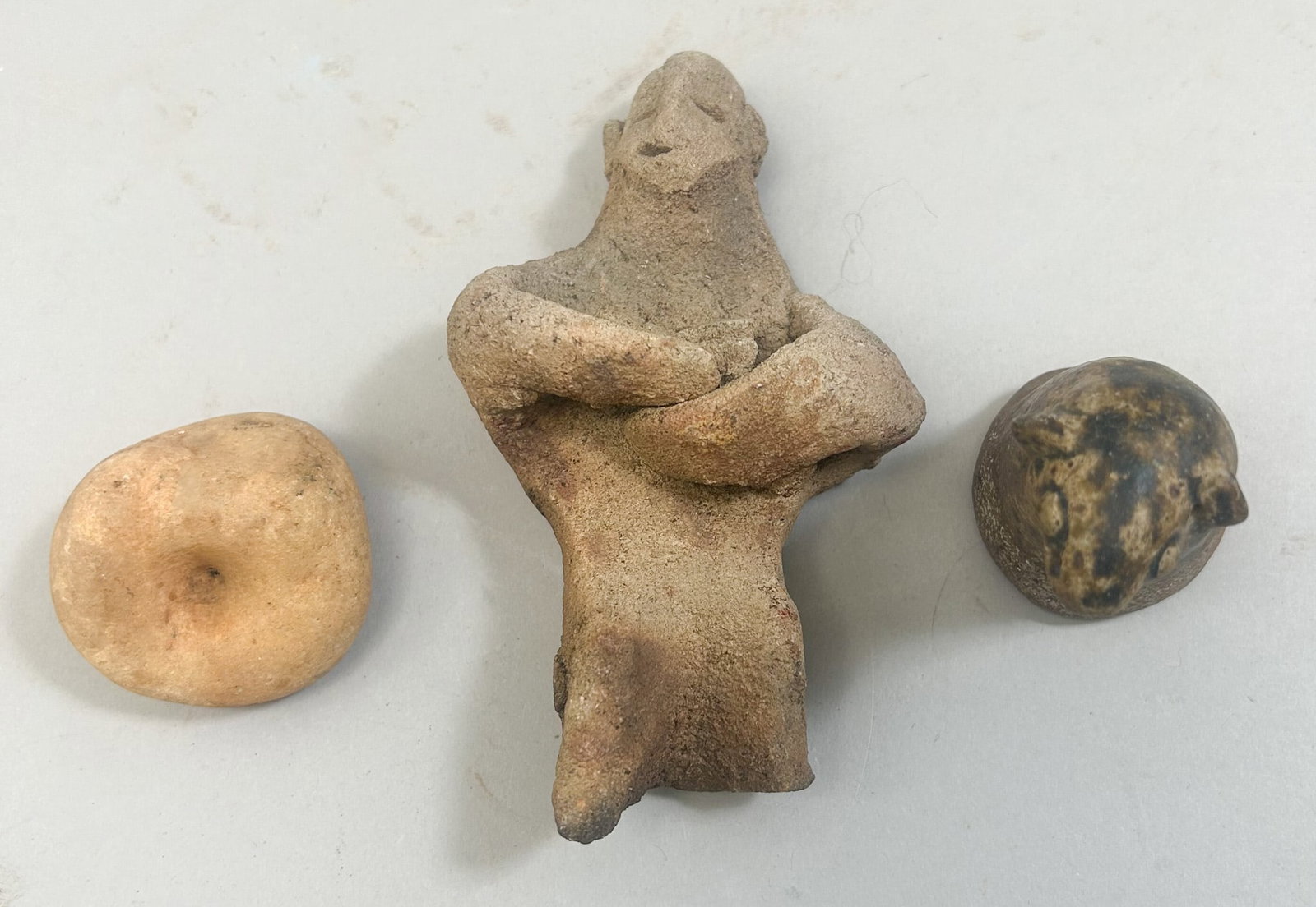Two West African Terracotta Figures and One Biconical Stone Bead (1 of 16)
