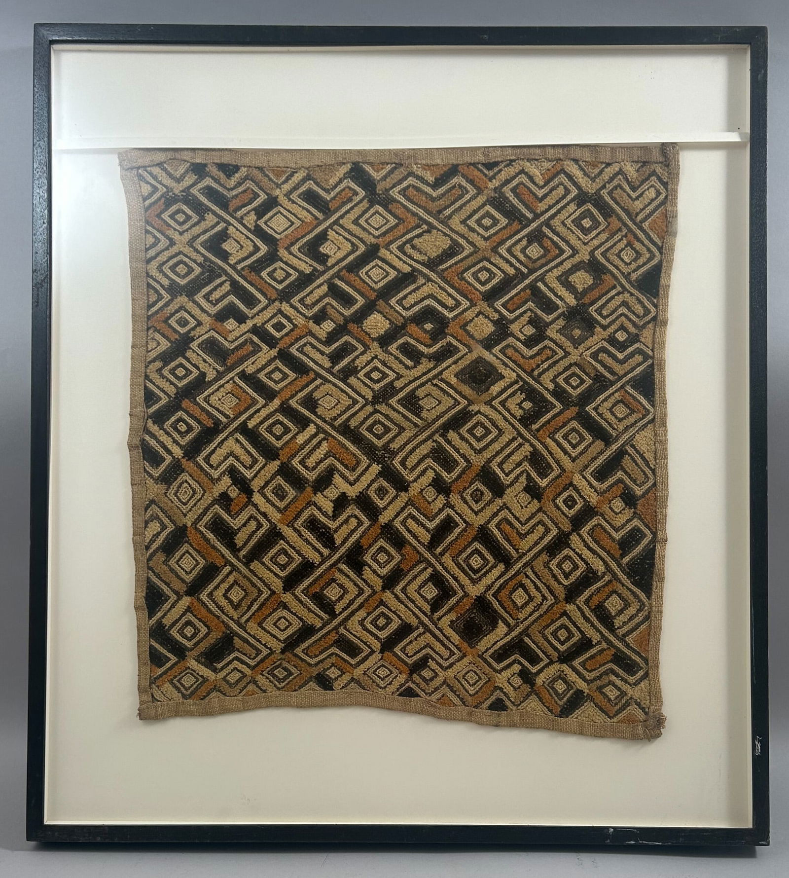 Framed Kuba Peoples Raffia Textile, mid-20th century, Democratic Republic of the Congo, Central (1 of 5)