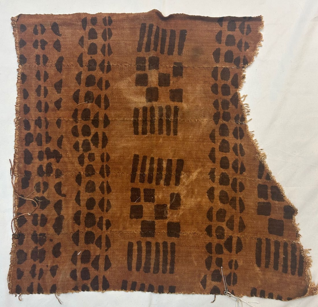 Mali, Mudcloth, Cotton Fabric: Mudcloth, Mali, West Africa, cotton fabric, dyed in the traditional manner with fermented mud, first half of the 20th century. 23" x 23" PROVENANCE: From the estate of Dr. Philip Gould, New York