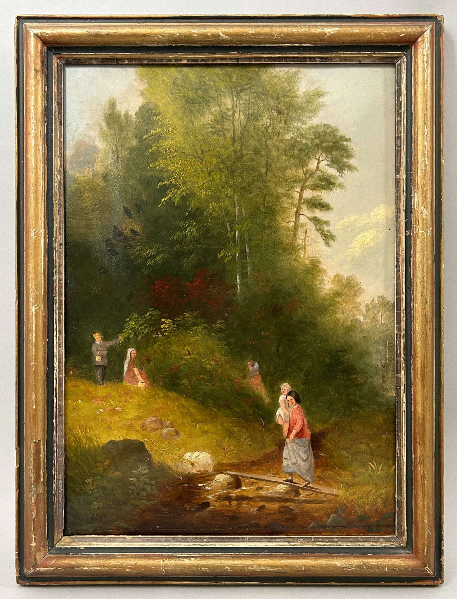 Vintage Impressionist Oil on Board Painting: Vintage Impressionist Oil on Board Painting with Frame, Unsigned, frame size 16"H x 12"W and sight size 13.25"H x 9.25"W