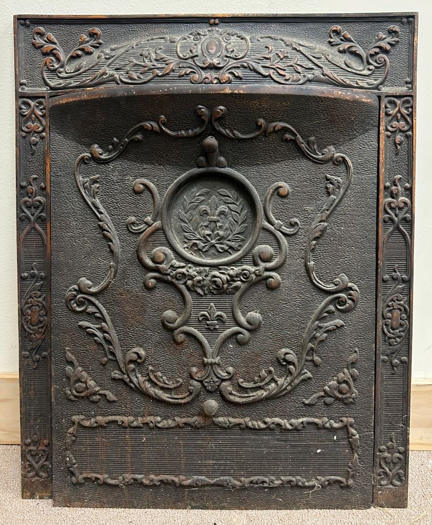 Antique Ornate Cast Iron Fireplace Cover (1 of 5)
