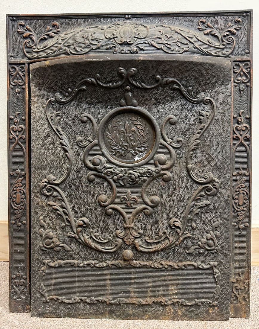 Antique Ornate Cast Iron Fireplace Cover (1 of 3)
