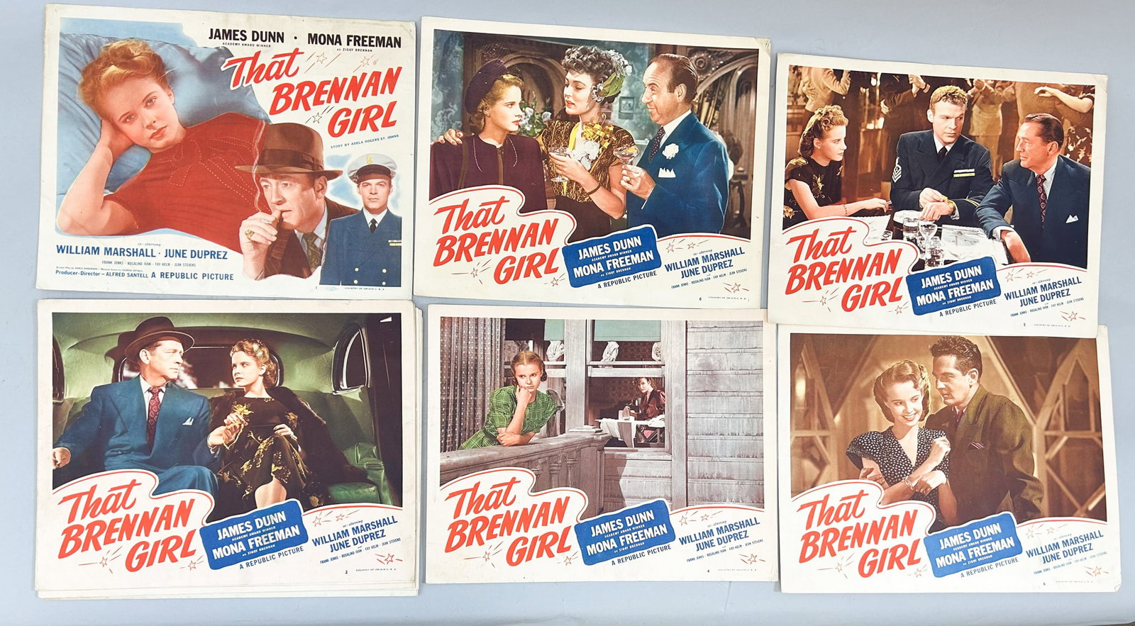 Group of (17) Lobby Cards: Group of (17) Lobby Cards from the Movies That Brennan Girl and Pilgrim Lady, approximate size 14"H x 11"W