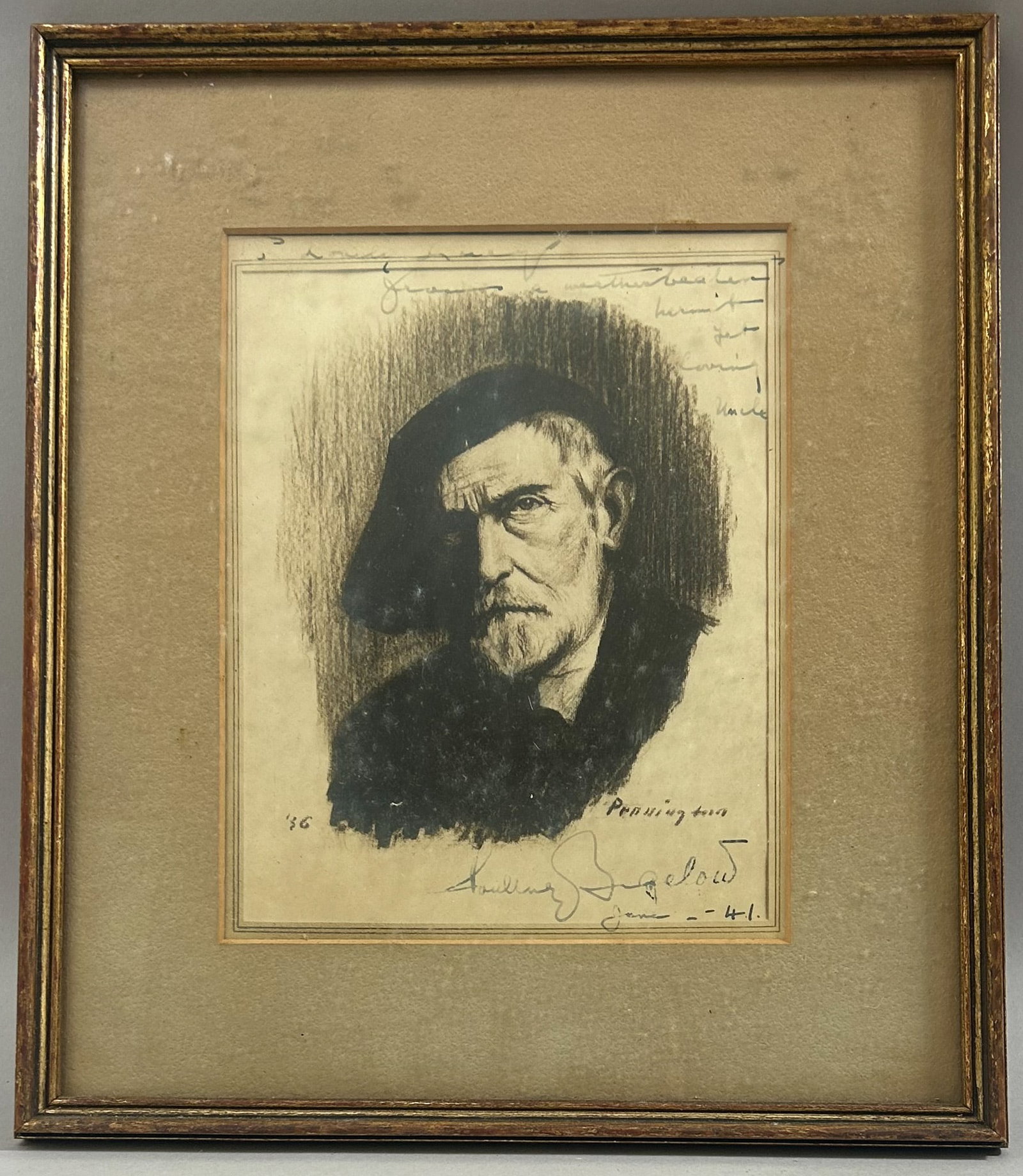 Pencil Drawing or Print of a Man (1 of 4)