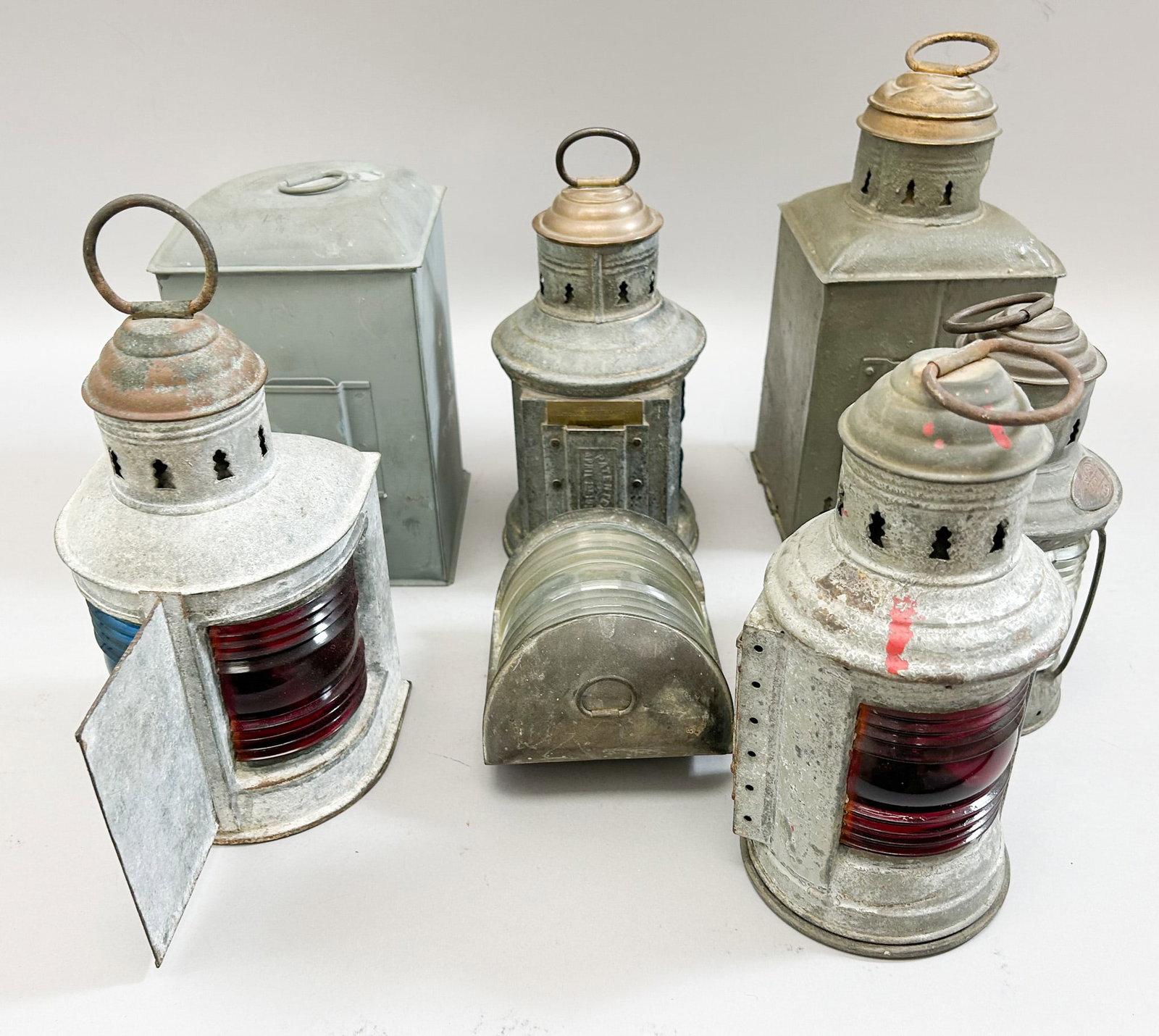 Antique/Vintage Group of (7) Galvanized Nautical Lanterns (1 of 13)