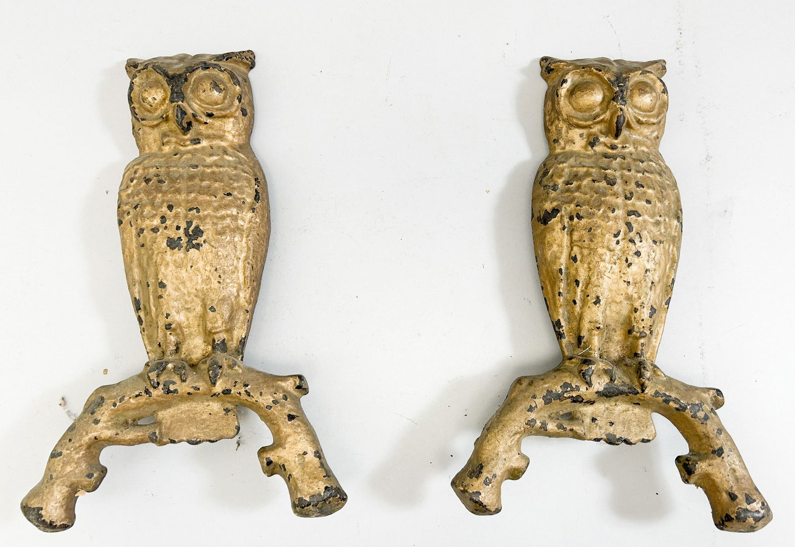 Pair of Vintage Cast Iron Owls Fireplace Andirons (1 of 7)