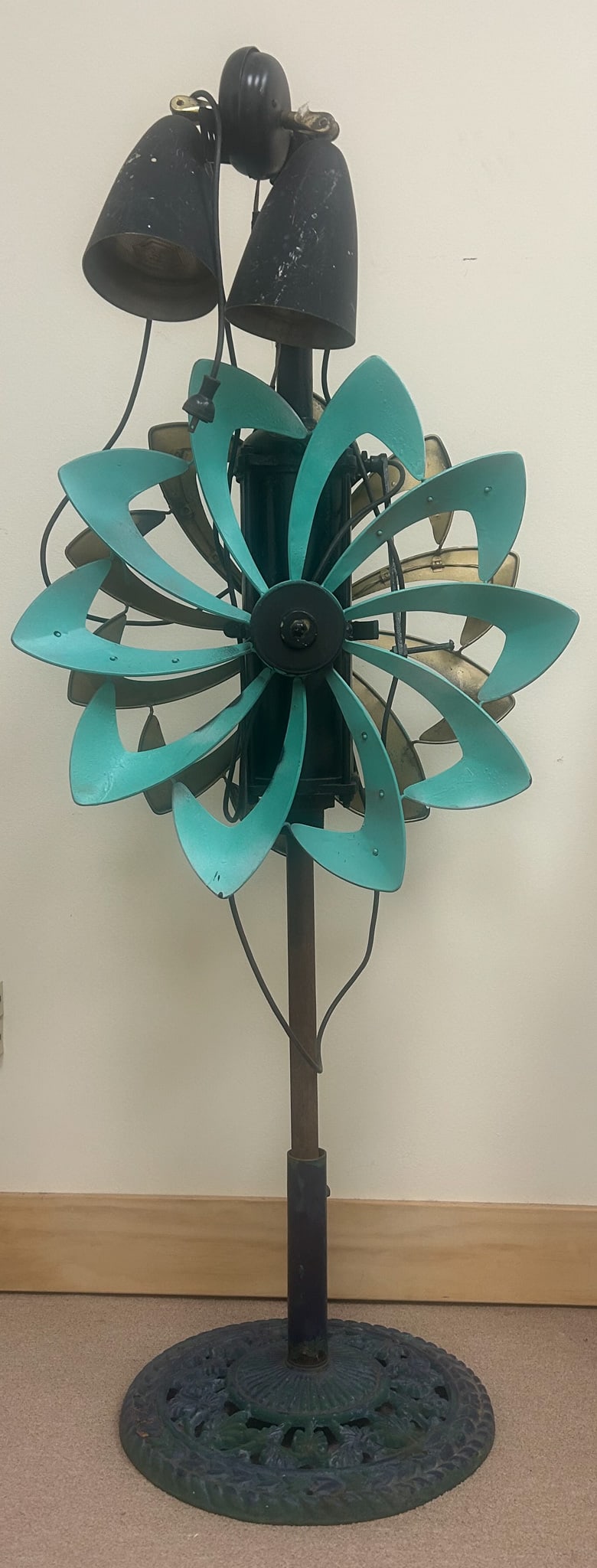 Vintage Art Deco Sytle Fan with Double Outdoor Lamps, Signed by Gasboy (1 of 6)