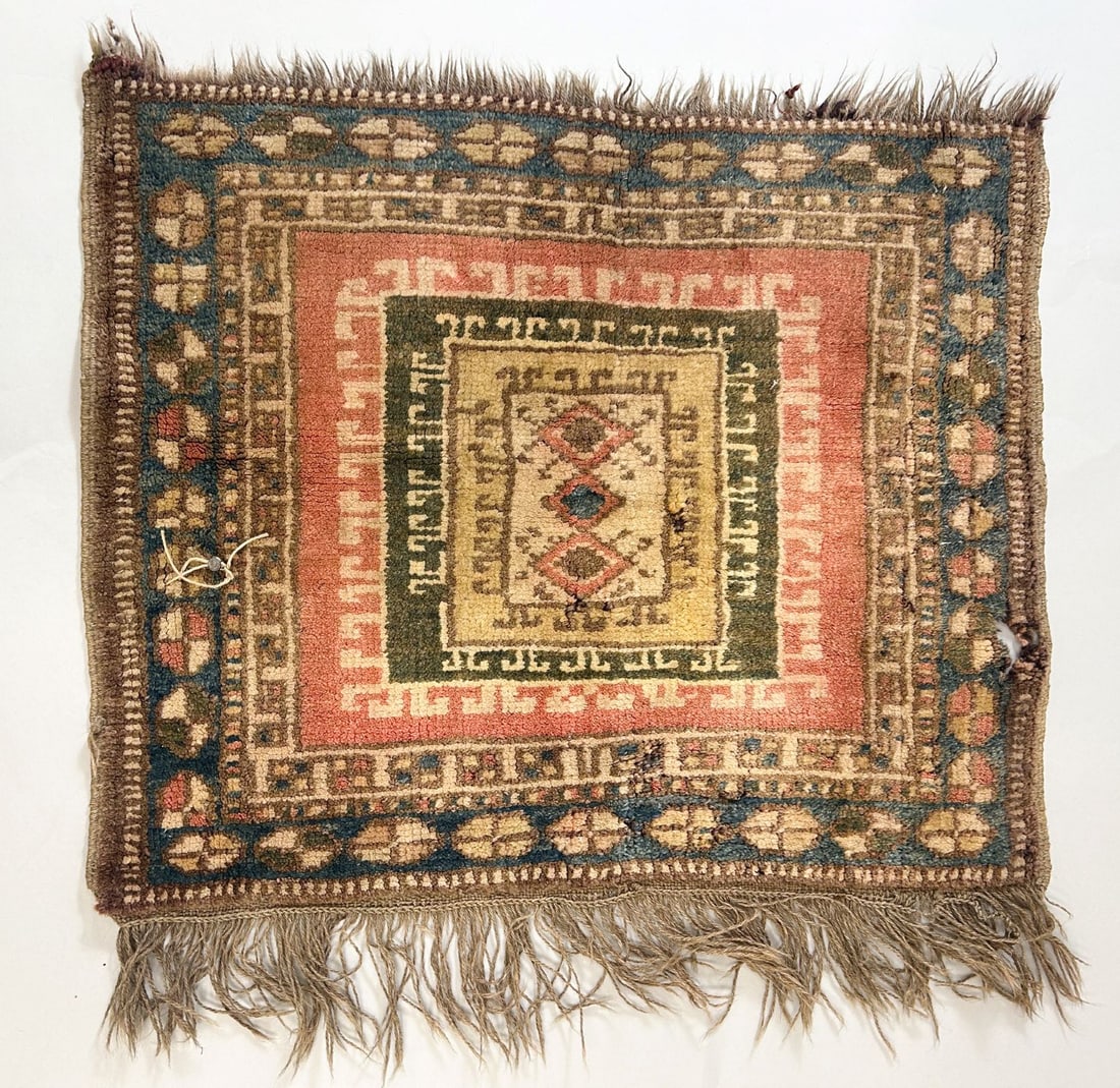 Vintage Small Hand Woven Wool Carpet (1 of 5)