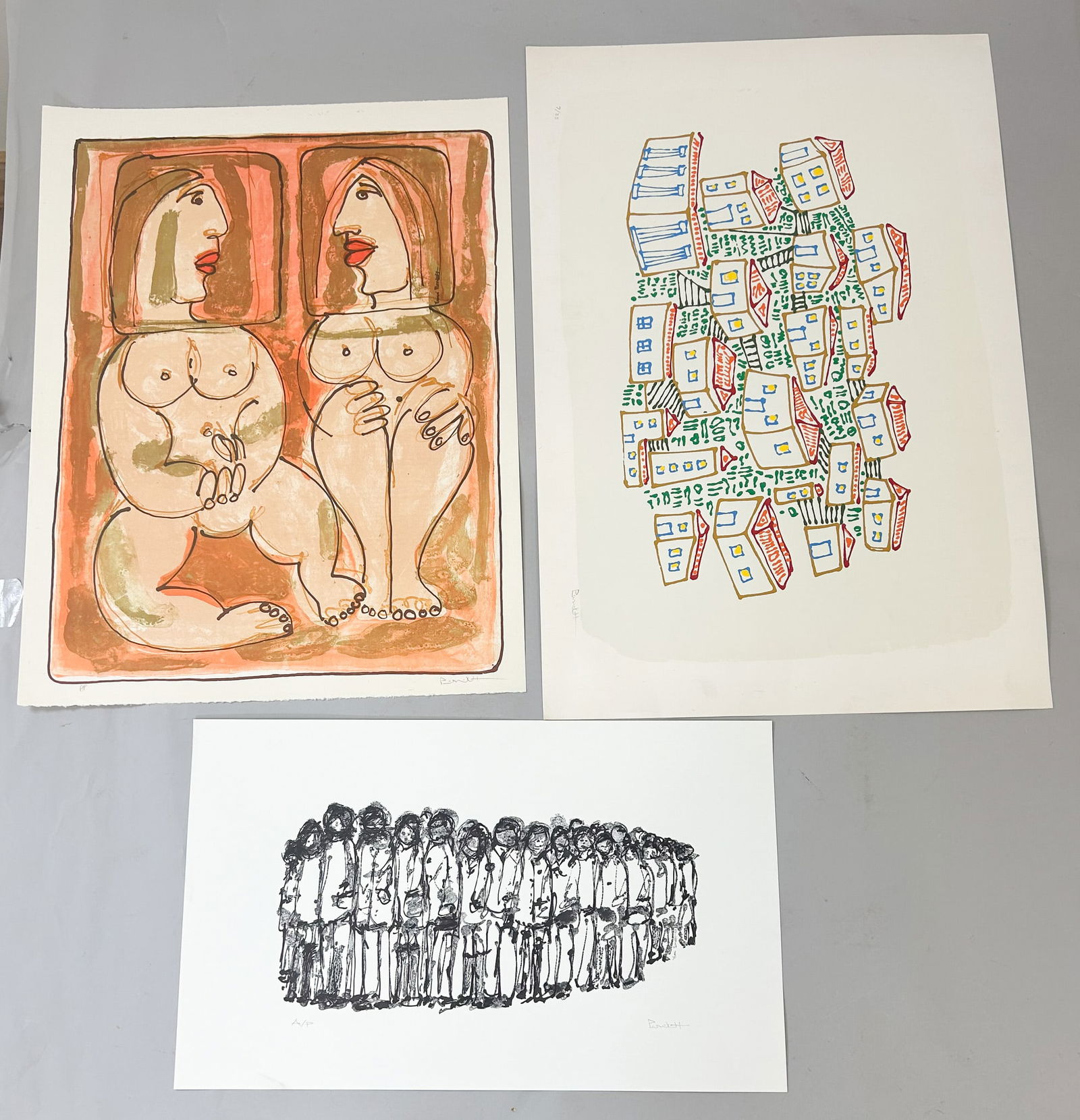 Group of (3) Abstract Pencil Signed Lithographs by Yanni Posnakoff (1 of 4)