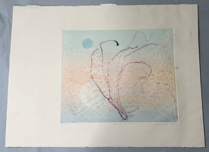 Contemporary Pencil Signed Mono Print: Contemporary Mono Print, Pencil Signed by ? at Lower Right, sight size 22''h x 30''w