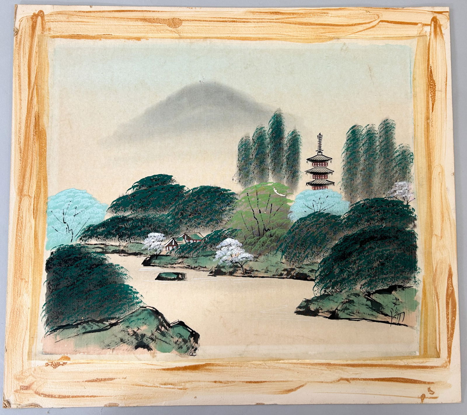 Vintage Japanese Mount Fuji Art Oil on Silk (1 of 5)