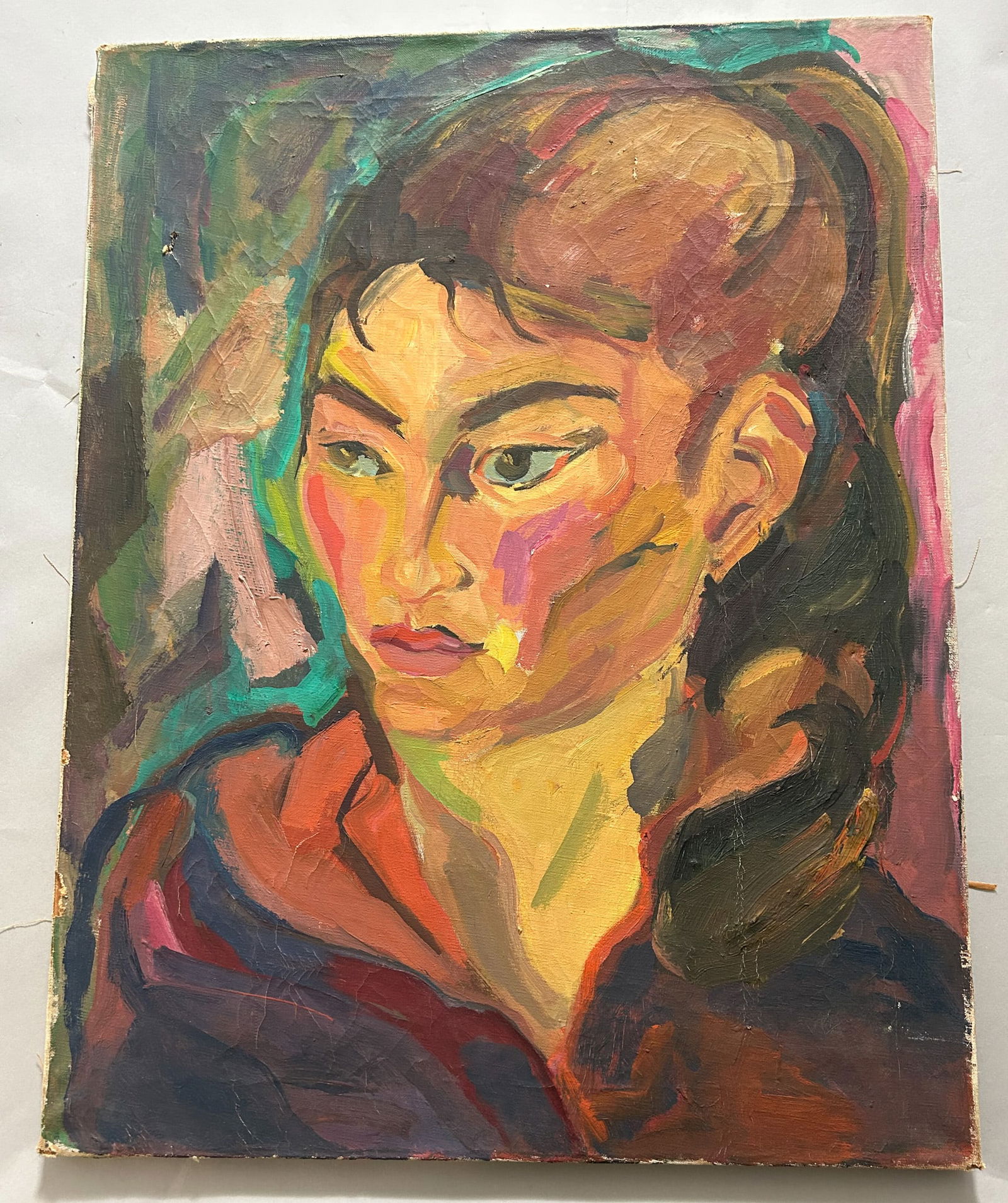 Oil on Canvas Expressionist Portrait of A Woman by Anita Kahn (1 of 5)