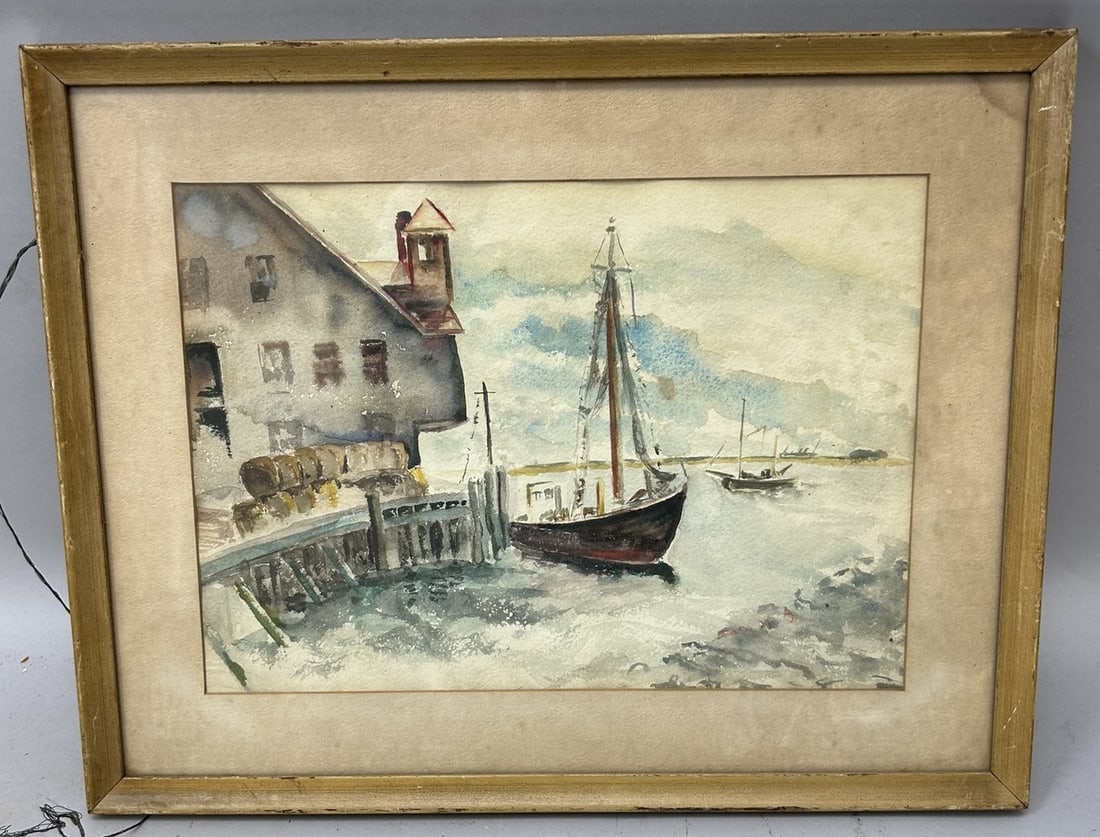 Watercolor on Seascape Painting (1 of 4)