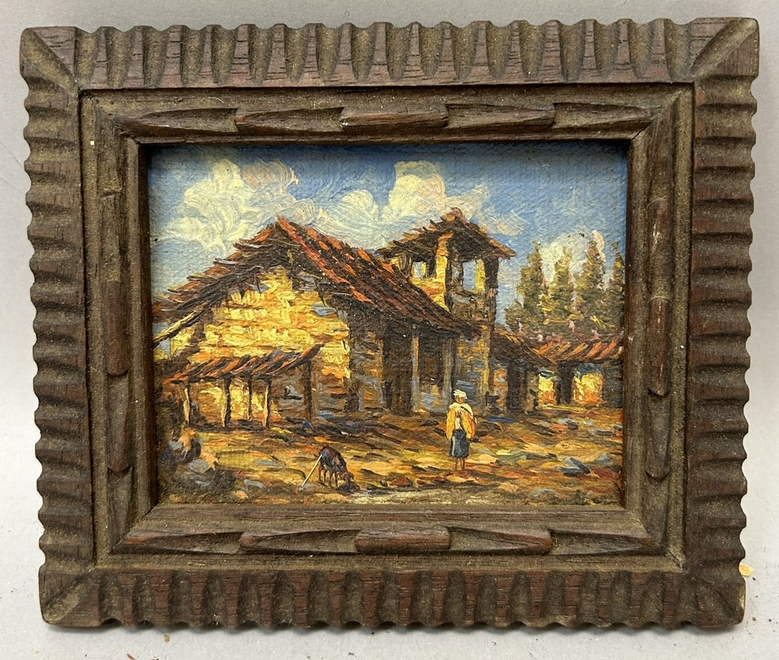 Vintage Oil on Board Miniature Landscape Painting (1 of 3)