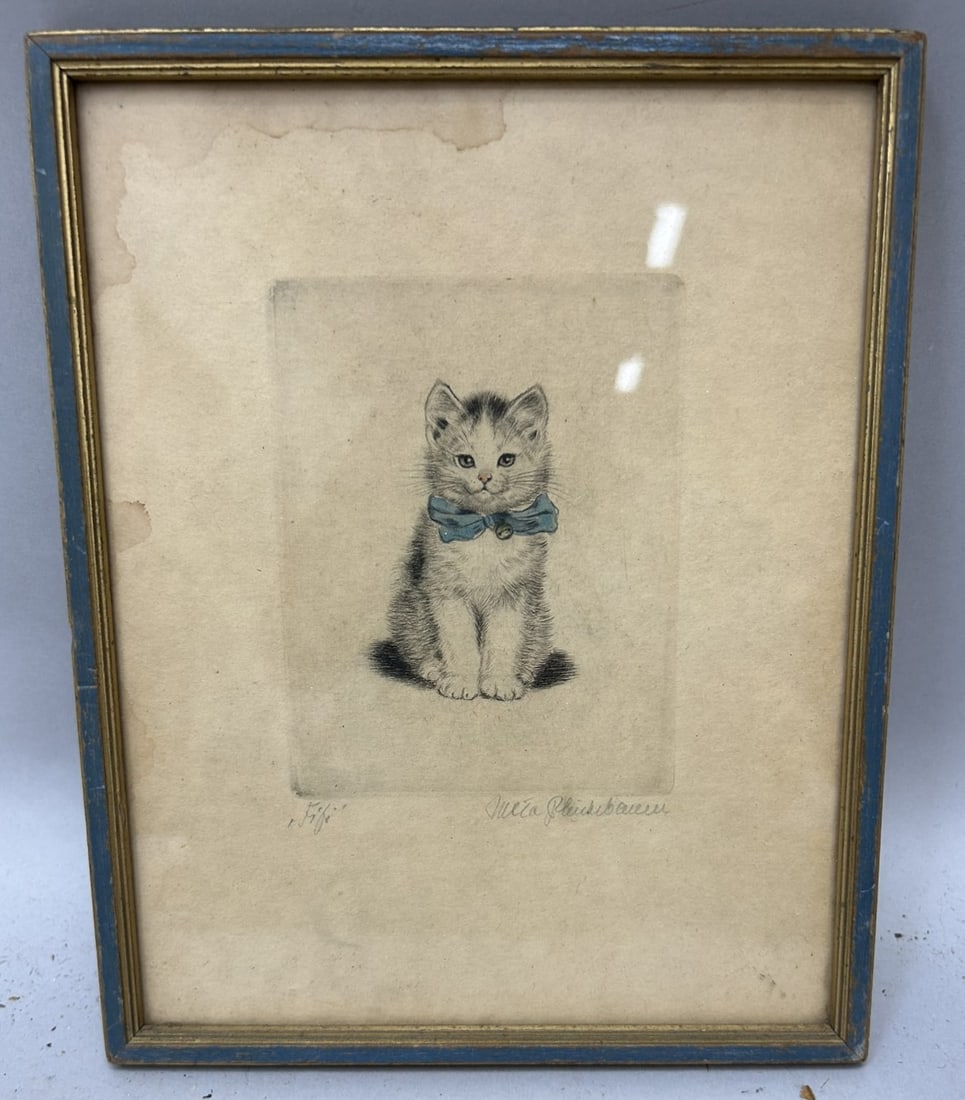 Vintage Framed Art Print, Cat Portrait ''Fifi'' (1 of 5)