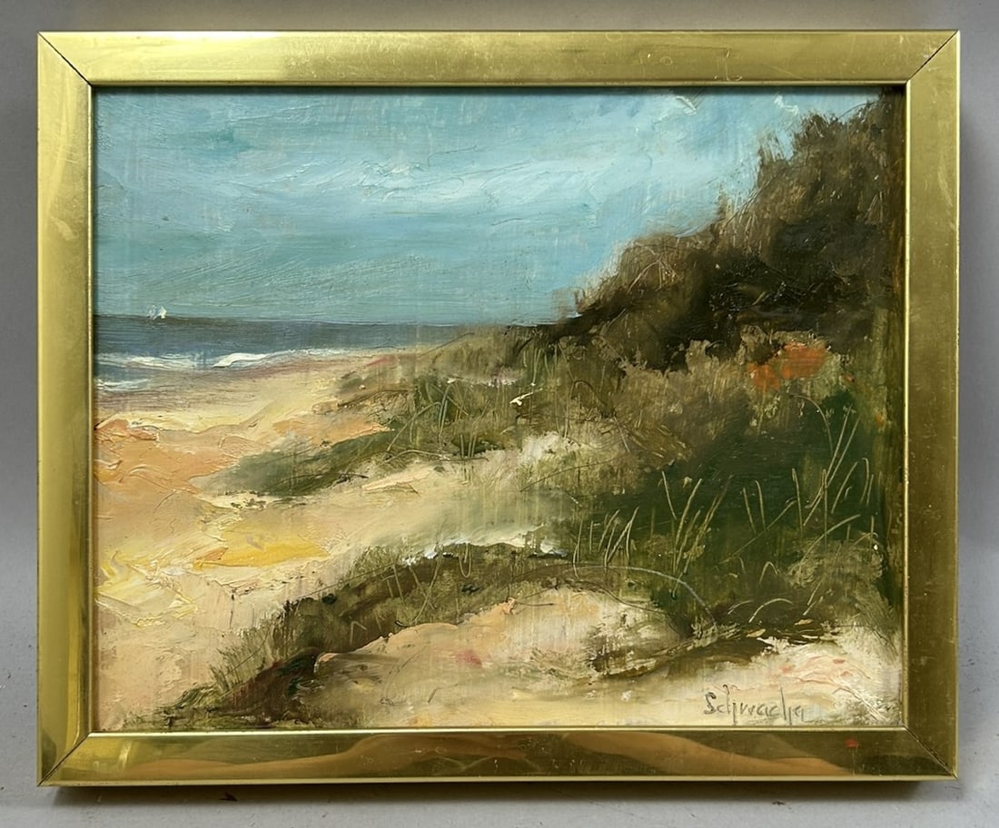 Framed Oil on Board Seascape Painting by George Schwacha (1 of 5)