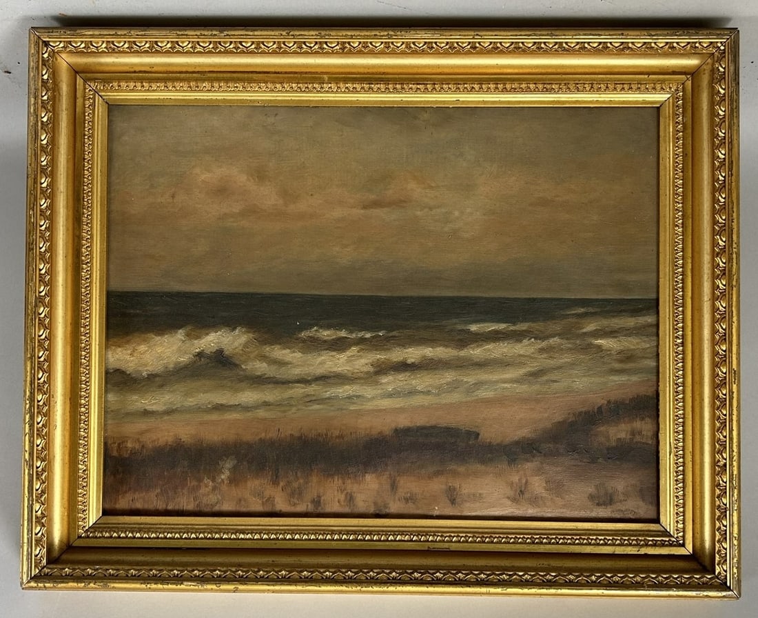 Vintage Framed Oil on Canvas Seascape Painting (1 of 4)