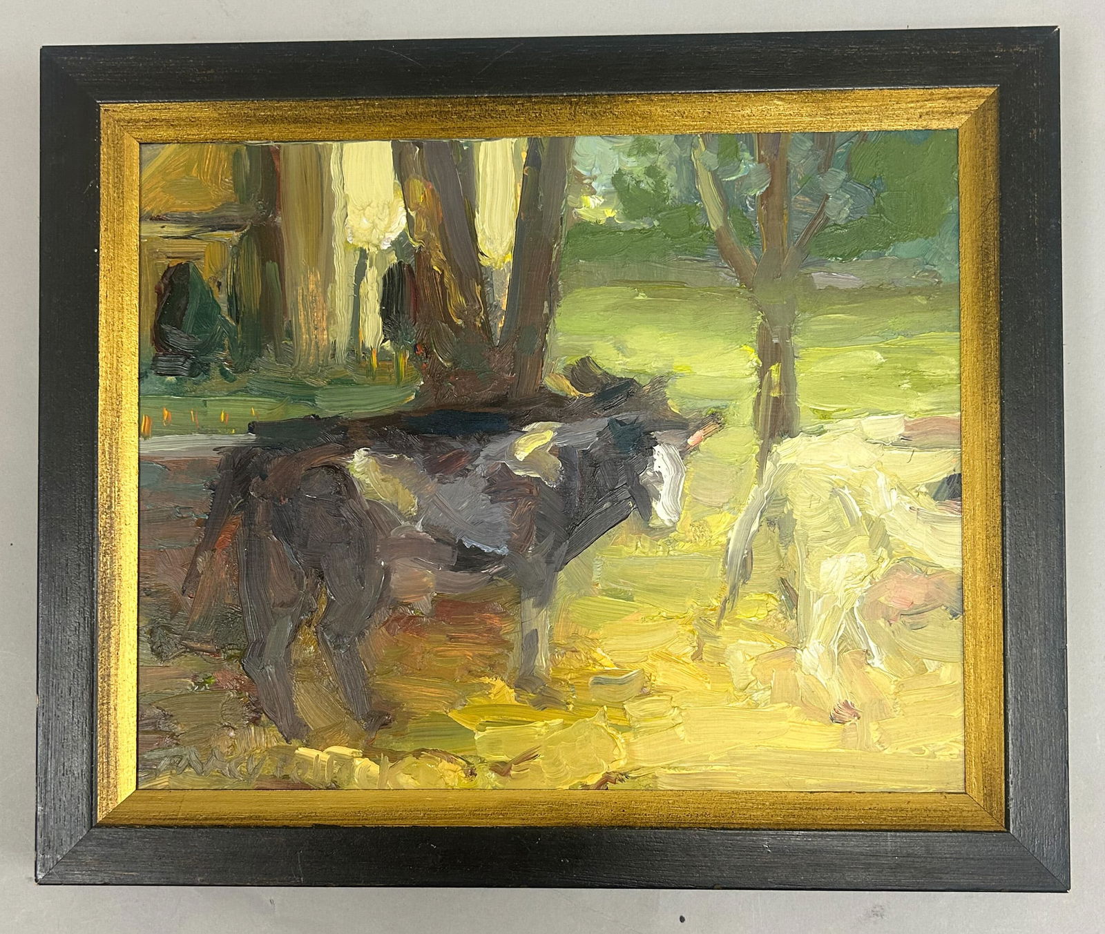Vintage Oil on Canvas Board Abstract Farmscape Painting by Mary Pollock (1 of 4)