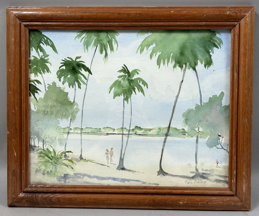 Vintage Watercolor Beach Scene by Phil Wallace (1 of 4)