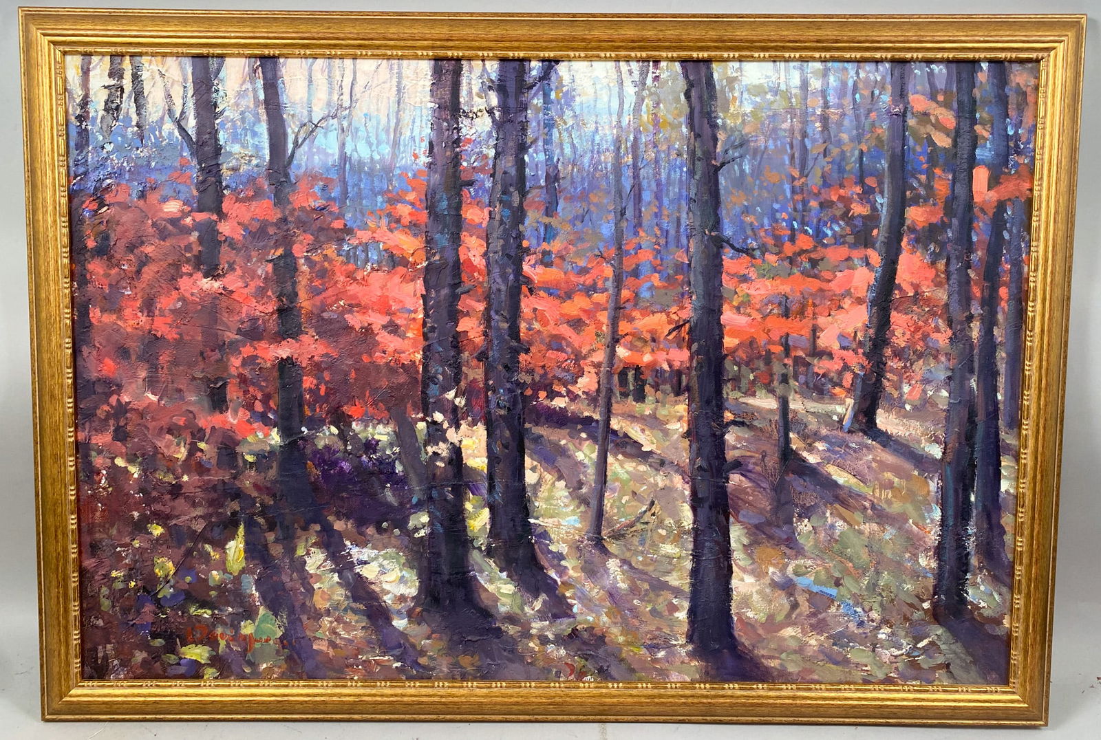 Vintage Oil on Canvas Impressionist Forest Painting (1 of 6)