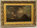 Antique Oil on Canvas Seascape Painting by W. Peter, 1915