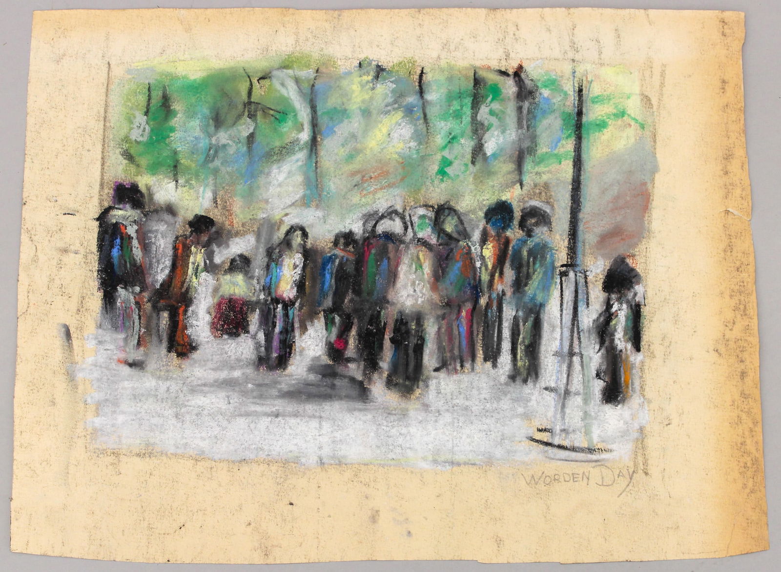 Worden Day (American, 1912-1986) Figural Group Pastel on Paper (1 of 4)