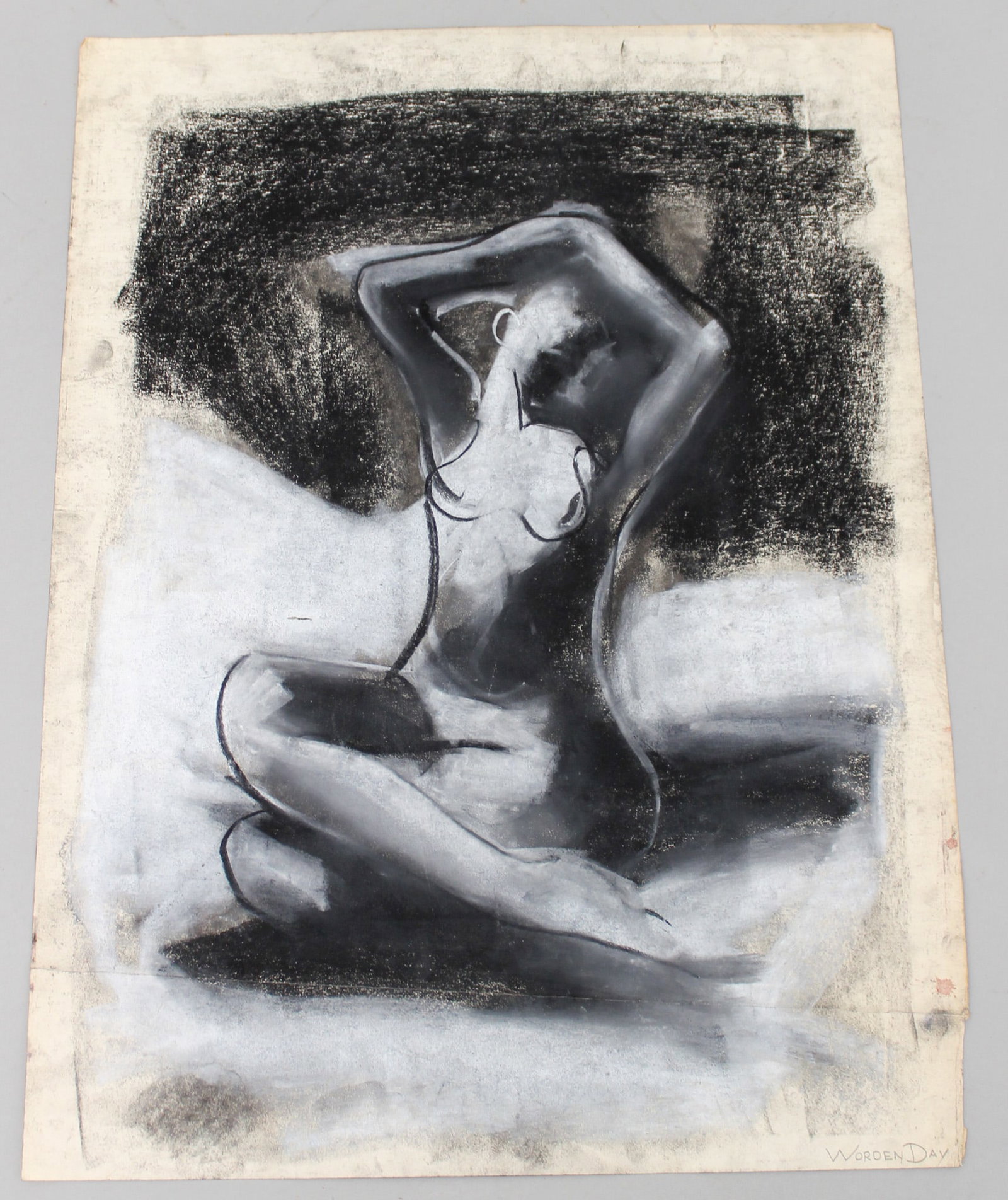 Worden Day (American, 1912-1986) Nude Female Figure Pastel on Paper: Worden Day (American, 1912-1986) nude female figure pastel on paper, signed lower right Worden Day, unframed, 24"h x 18"w