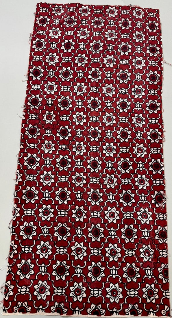 Batik Floral Design Cotton Textile: Batik floral design cotton textile. D: 34L x 14.5W in. PROVENANCE:From the estate of Professor Philip Gould, New York