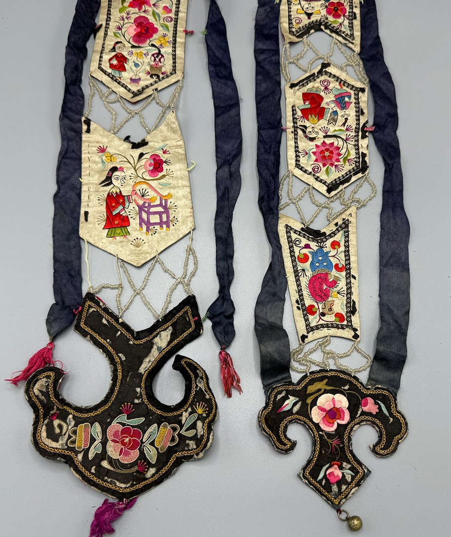 Two Emroidered Silk Chinese Textile Fragments (1 of 12)