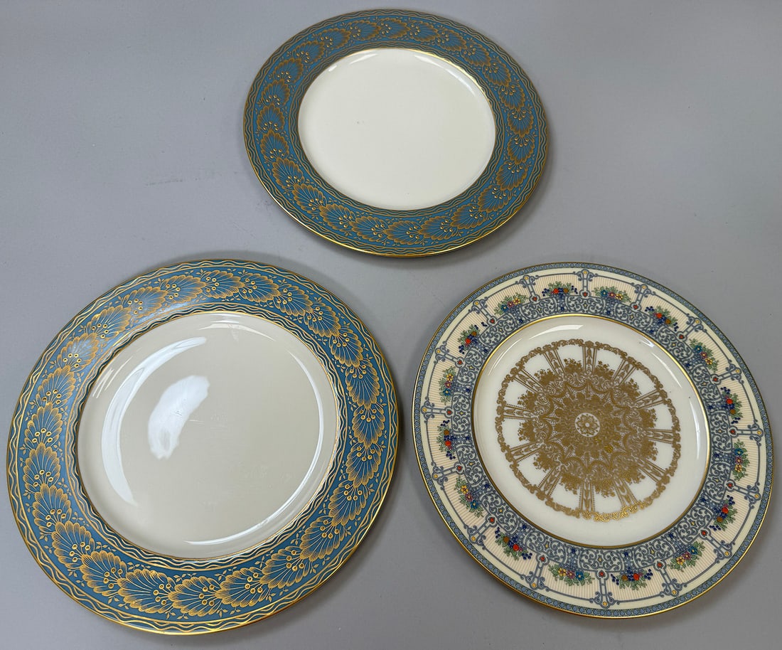 Lot of 3 - Lenox Gold Rimmed dinner plates. Made in USA. (1 of 9)