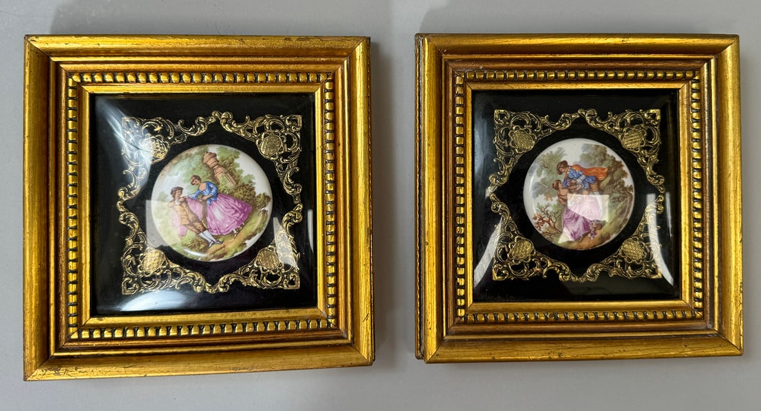 Lot of 2 - Vintage Victorian Style Woman and Man Courting Scene Framed Wall Art (2) (1 of 12)