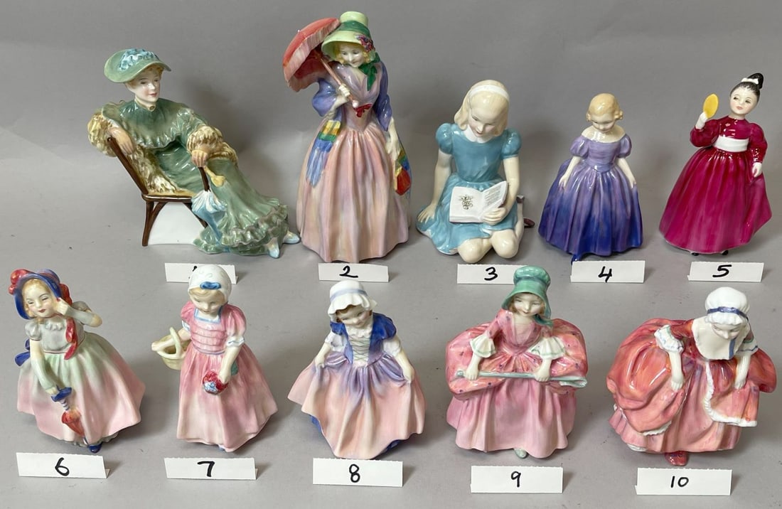Lot of 10 - Royal Doulton Porcelain Figurines, England (1 of 4)