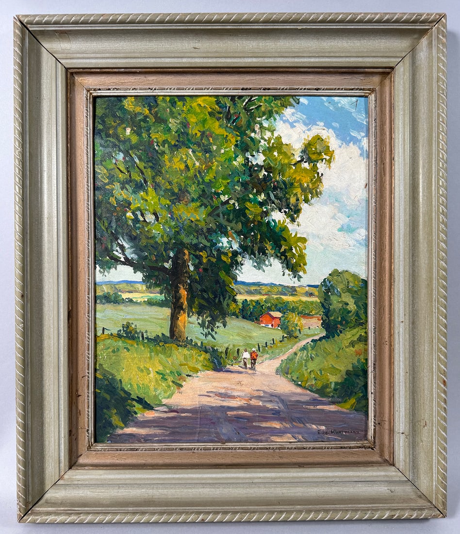 Edward Kuhlmann Oil Painting: Edward Kuhlman oil painting on board, signed. D: F: H20.5 x W17.5 in, sight H14.5 x W11.5 in.