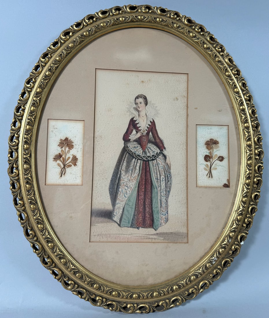 Vintage Oval Picture Frame Victorian Lady in Dress (1 of 11)