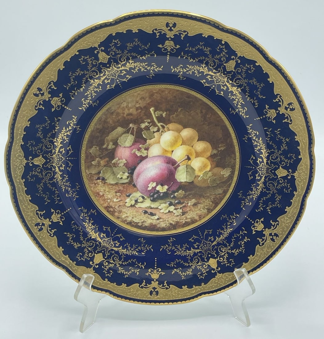 COALPORT Cobalt Blue Cabinet/Wall Hanging Plate: COALPORT Cobalt Blue Cabinet/Wall Hanging Plate with Gold finish details/rim/trim #5351/R. AD 1750. Hand Made. Made in England . 12.5" diameter