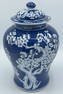 Vintage Chinese Blue&White Cherry Blossom Porcelain Vase with Lid