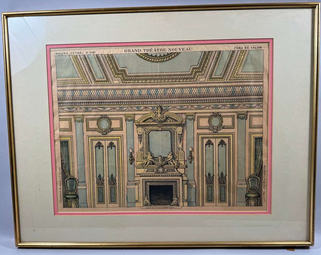 Framed Imagerie D'epinal French Interior Toy Theatre Abstract ? 1630 Grand Theatre Nouveau Fond de (1 of 14)
