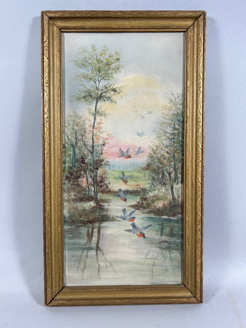 Birds Over Pond Oil Painting (1 of 3)