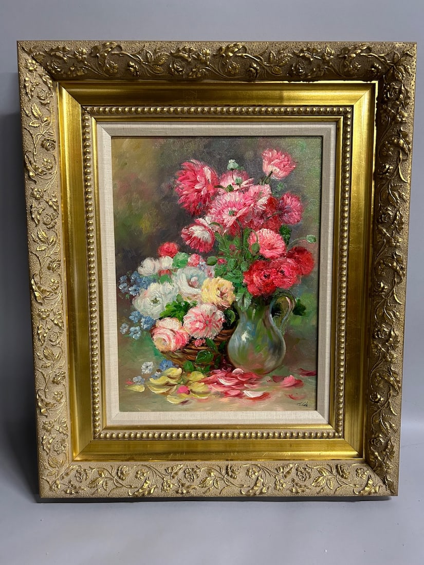 Floral Stil Life Painting by T. Cole (1 of 5)