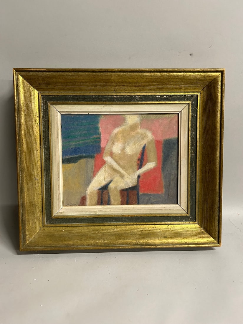 Art Seider Impressionist Nude Painting: Nude Painting, acrylic on board, signed lower left, 7.5"h x 9.5"w (sight), 14"h x 16"w (frame)