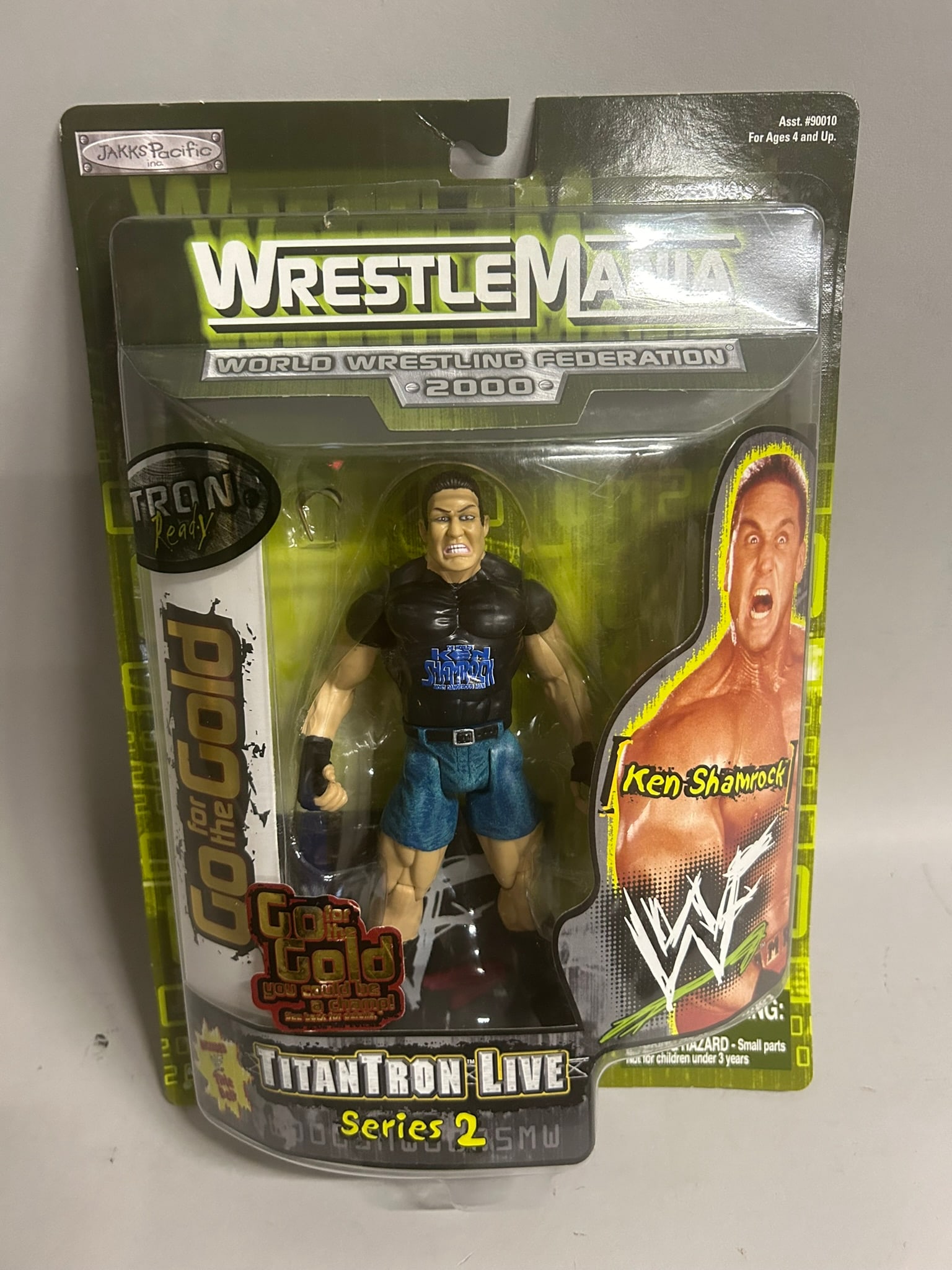 Collection of Jakks Pacific Wrestlemania Go for the Gold Titan Tron Live Series 2 Wrestlers: Includes Titon Tron Live Series 2 Kane, Ken Shamrock, Big Show, The Rock, X-Pac, and Stone Cold Steve Austin