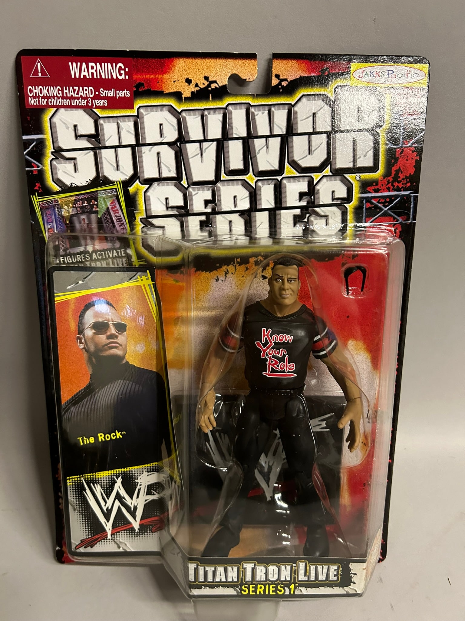 Collection of Jakks Pacific Survivor Series Titan Tron Live Series 1 Wrestlers and Wrestlemania: Includes Survivor Series Titan Tron Live Series 1 The Rock, Undertaker, Mankind, and Kane. Includes Wrestlemania Rulers of the Ring D-Von and Buh Buh Ray.