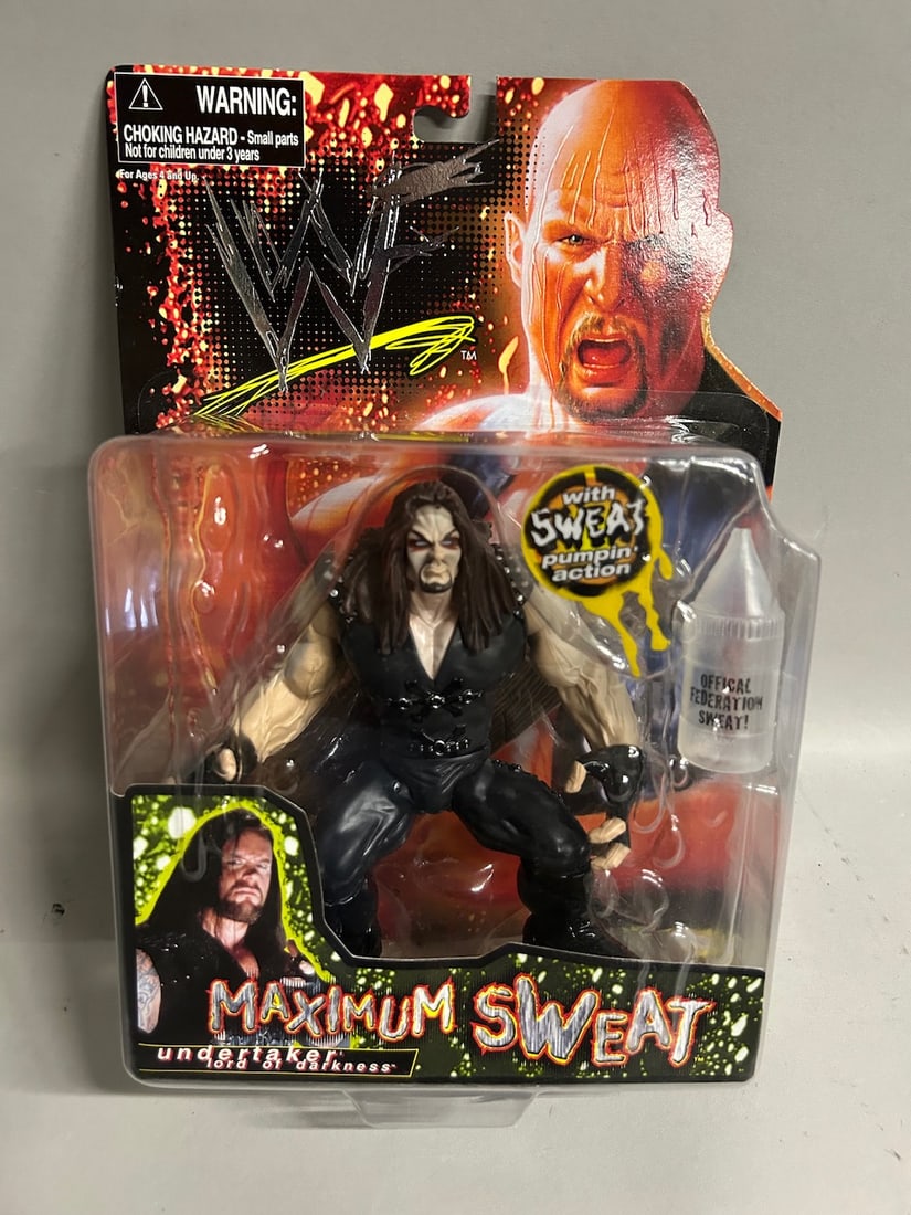 Collection of Jakks Pacific Maximum Sweat Series: Includes Maximum Sweat Series Stone Cold Steve Austin, Undertaker, The Rock, Shawn Michaels, and Triple H