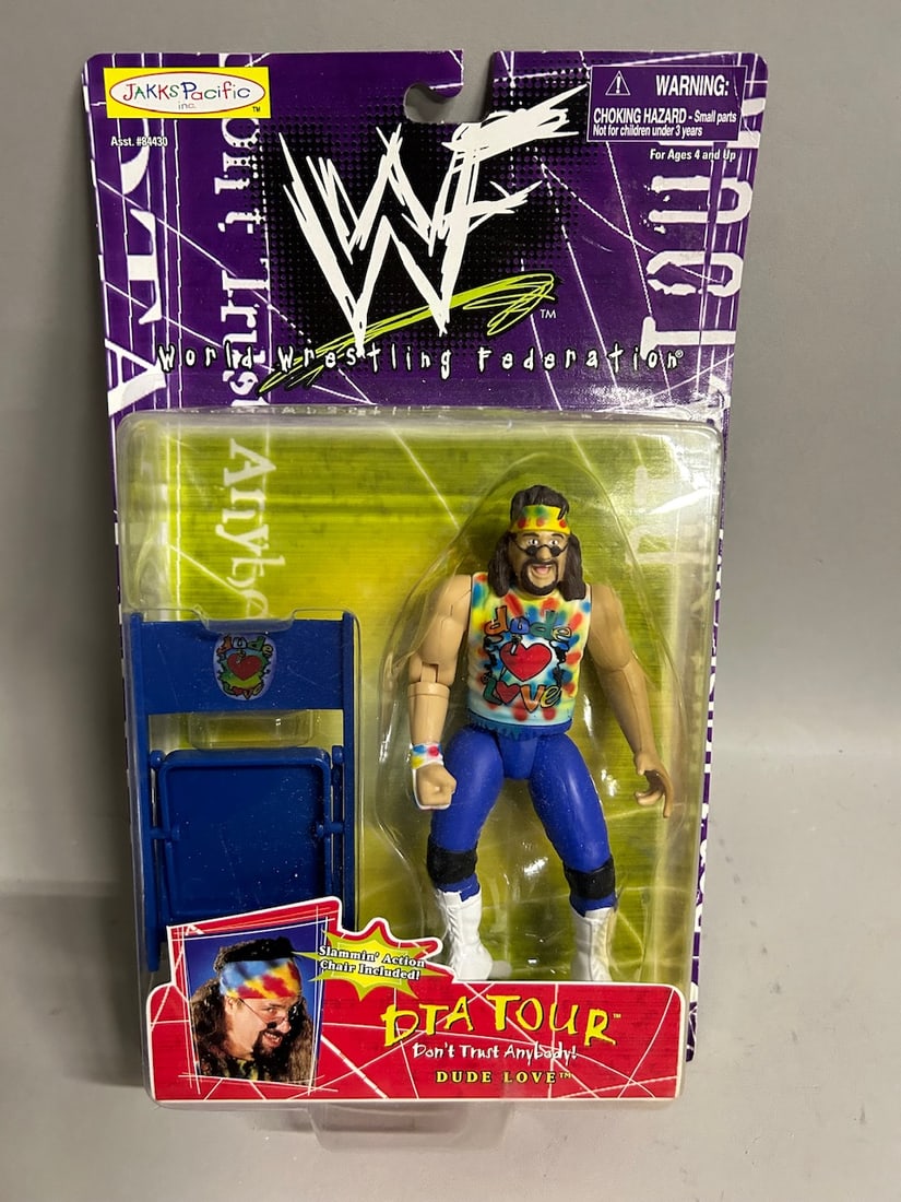 Collection of Jakks Pacific DTA Tour and Superstars Team Corporate Series 8 Action Figures: Includes DTA Tour Dude Love and Farooq. Includes DTA Tour 2 Undertaker and Al Snow with Head. Includes Superstars Team Corporate Series 8 Commissioner Michaels and Big Boss Man.