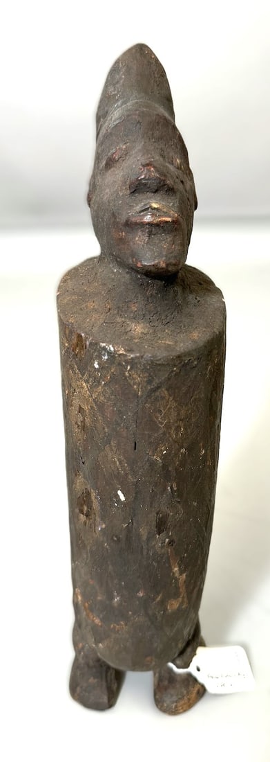Mangbetu Style Figure: Carved wood figure, Mangbetu style, Democratic Republic of the Congo, Central Africa. Dimensions (approx.): 13.75" x 5" x 3"br> PROVENANCE:From the estate of Professor Philip Gould, New York