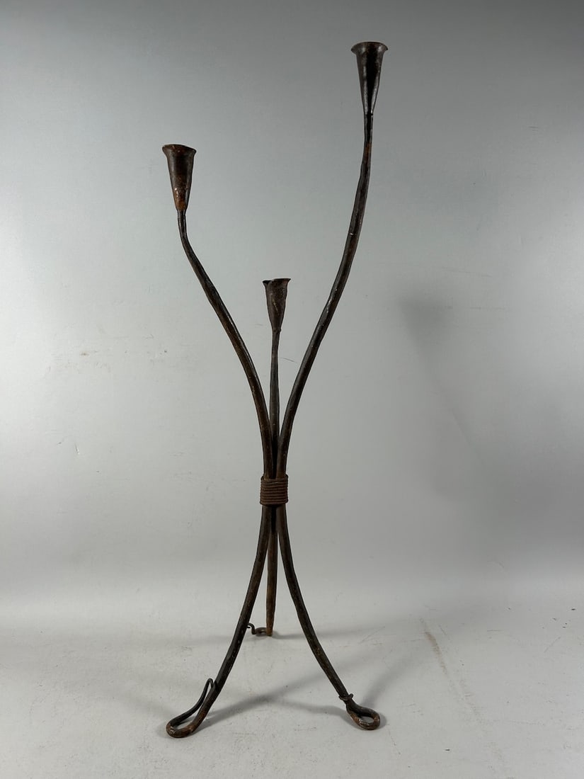 Kuba Wrought Iron Stand: A wrought iron stand, Kuba peoples, Democratic Republic of the Congo, Central Africa. Dimensions (approx.): 29.5" x 9" x 9" PROVENANCE:From the estate of Professor Philip Gould, New York
